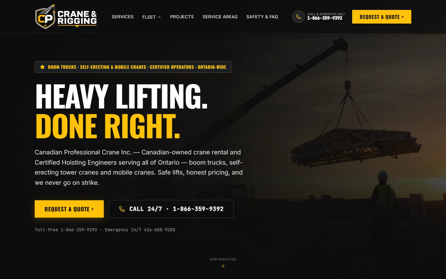 CP Crane & Rigging website