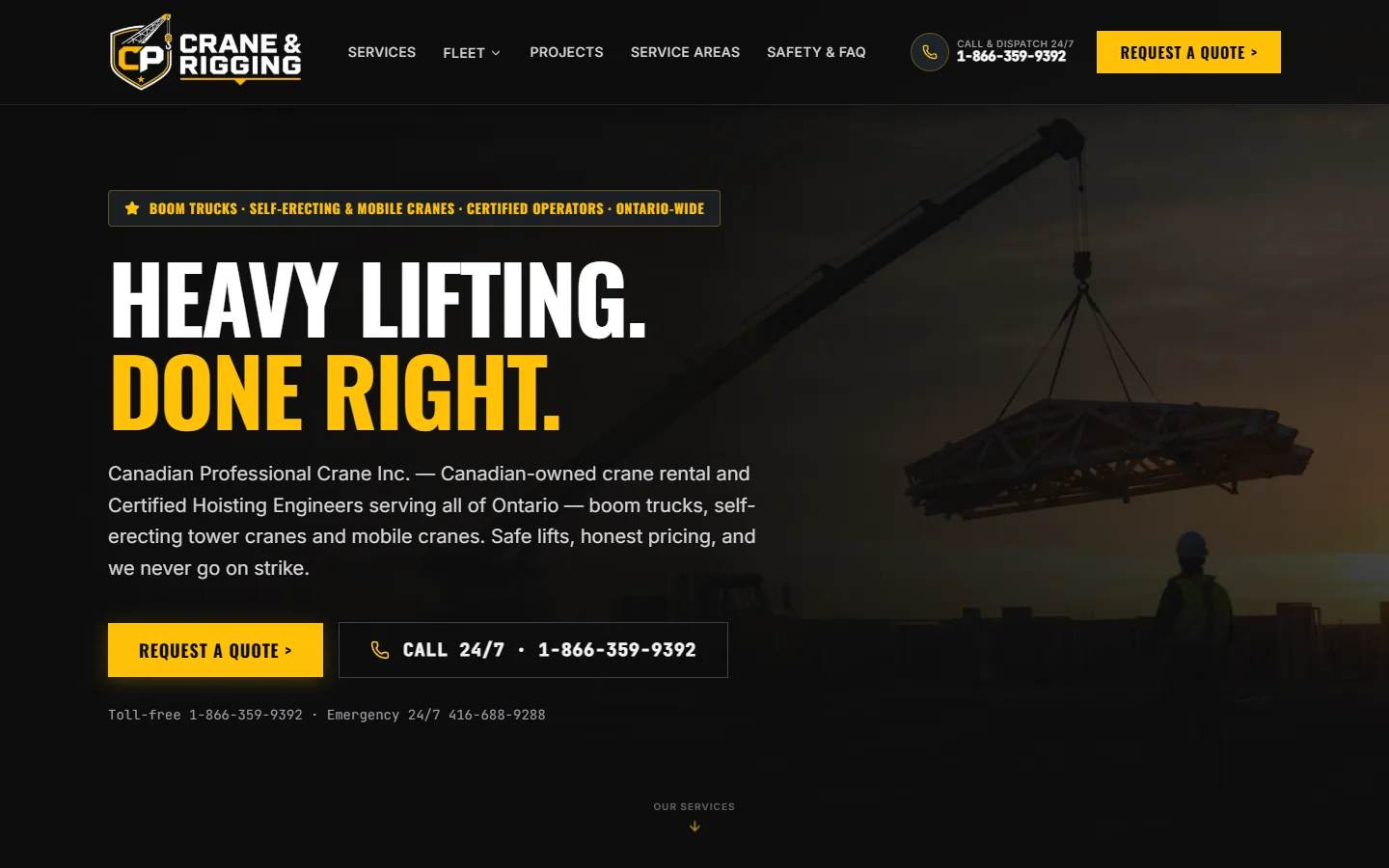CP Crane & Rigging website