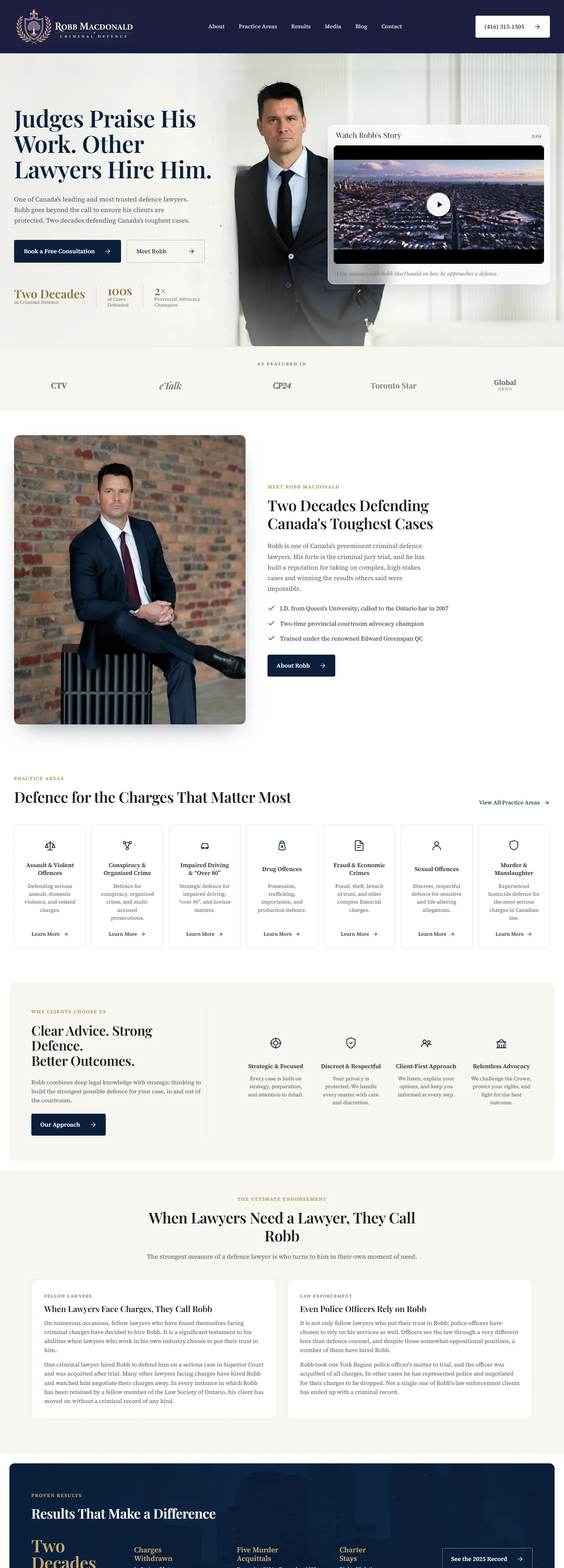 lawintoronto.com after the rebuild, home page at desktop width